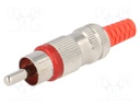 Plug; RCA; male; with strain relief; straight; soldering