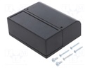 Enclosure: wall mounting; X: 85.1mm; Y: 96.6mm; Z: 35.7mm; ABS; black