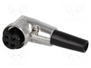 Plug; microphone; female; PIN: 4; for cable; angled 90°; 6mm