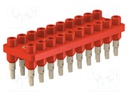 Socket strip; Connector: 2mm banana; red; 70VDC; 10A; 33VAC; 12mm