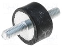 Vibration damper; M4; Ø: 15mm; rubber; L: 8mm; Thread len: 10mm; 230N