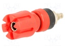 Socket; 4mm banana; 25A; 60VDC; 45mm; red; Mounting: on panel