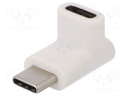 Adapter; USB 3.0; USB C socket,USB C angled plug; Colour: white