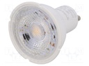 LED lamp; warm white; GU10; 220/240VAC; 390lm; 5W; 35°; 3000K