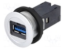 USB socket; 22mm; har-port; -25÷70°C; Ø22.3mm; IP20; Colour: silver