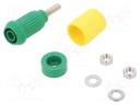 Socket; 4mm banana; 20A; yellow-green; screw; insulated