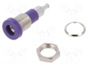 Socket; 4mm banana; 25A; 30VAC; 60VDC; violet; screw; insulated