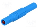 Plug; 4mm banana; 24A; 1kVDC; blue; with protection; 3mΩ