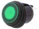 ROCKER; DPST; Pos: 2; OFF-ON; 20A/12VDC; green; IP65; LED 12VDC; 50mΩ