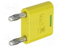 4mm banana; 32A; 30VAC; 60VDC; yellow-green; nickel plated