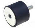 Vibration damper; M8; Ø: 40mm; rubber; L: 30mm; Thread len: 23mm