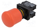 Switch: emergency stop; Stabl.pos: 2; NC + NO; 22mm; red; IP66