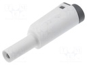 Plug; 4mm banana; 36A; 1kVAC; white; 56mm; 2.5mm2