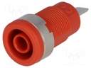 Socket; 4mm banana; 36A; Cutout: Ø12mm; red; nickel plated; 5mΩ