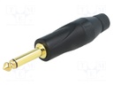 Plug; Jack 6,35mm; male; mono; straight; for cable; soldering