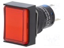 Switch: push-button; Pos: 2; 5A/250VAC; ON-(ON); red; IP65; 24x18mm