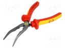 Pliers; insulated,curved,half-rounded nose,elongated; 200mm