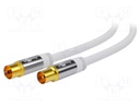 Cable; 75Ω; 1m; coaxial 9.5mm socket,coaxial 9.5mm plug; white