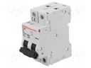 Circuit breaker; 230/400VAC; Inom: 2A; Poles: 2; Charact: C; 10kA