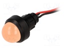 Indicator: LED; prominent; 220VDC; Cutout: Ø13mm; IP40; 300mm leads