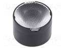 LED lens; round; Mat: PMMA plexiglass; transparent; 29÷30°; Ø: 22mm