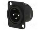Socket; XLR; male; PIN: 3; flange (2 holes),for panel mounting