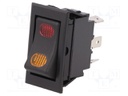 ROCKER; SPDT; Pos: 2; ON-ON; 20A/12VDC; black; neon lamp,point; 50mΩ