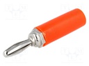 Plug; 4mm banana; 60VDC; red; Max.wire diam: 4.8mm