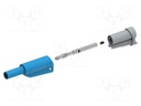 Plug; 4mm banana; 36A; 1kVAC; blue; insulated; 58.9mm; 2.5mm2