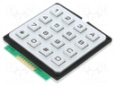 Keypad: metal; No.of butt: 16; none; metal; 200mΩ; 1.2N; 20mA; W: 65mm