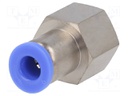 Push-in fitting; straight; -0.95÷15bar; nickel plated brass