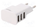 Power supply: switched-mode; 5VDC; 3.1A; Out: USB x3; 15.5W; 5÷50°C