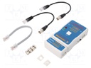 Tester: LAN wiring; Features: RJ45 test socket; IP44; 135x65x27mm