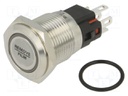 Switch: vandal resistant; Pos: 2; SPDT; 0.5A/220VAC; IP40; ON-(OFF)