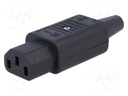 Connector: AC supply; plug; female; 10A; 250VAC; IEC 60320; C13 (F)