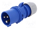 Connector: AC supply; plug; male; 16A; 230VAC; IEC 60309; IP44