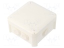 Enclosure: junction box; X: 114mm; Y: 114mm; Z: 57mm; polypropylene