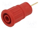 Socket; 4mm banana; 32A; 1kV; red; gold-plated; on panel