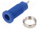 Socket; 2mm banana; 10A; 600V; 25mm; blue; Mounting: screw,on panel