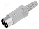 Plug; DIN; male; PIN: 6; Layout: 240°; straight; for cable; soldering