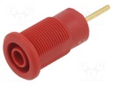 Socket; 4mm banana; 24A; 1kV; red; gold-plated; on panel