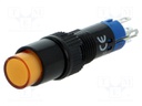 Switch: push-button; Pos: 2; SPDT; 0.5A/250VAC; 1A/24VDC; orange