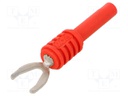 Plug; 8,2mm fork; 20A; red; 56mm; Plating: nickel plated