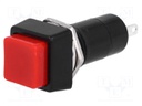 Switch: push-button; Pos: 2; SPST-NO; 1A/250VAC; red; Illumin: none