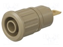 Socket; 4mm banana; 24A; 1kV; brown; gold-plated; on panel; 12.2mm