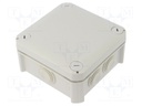 Enclosure: junction box; X: 114mm; Y: 114mm; Z: 57mm; polypropylene