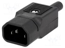 Connector: AC supply; plug; male; 10A; 250VAC; IEC 60320; C14 (E)