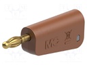 Plug; 4mm banana; 19A; 30VAC; 60VDC; brown; gold-plated; 1mm2