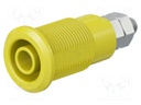 Socket; 4mm banana; 32A; yellow; nickel plated; Overall len: 33mm