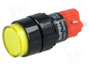 Switch: push-button; Pos: 2; SPDT; 3A/220VAC; 2A/24VDC; yellow; none